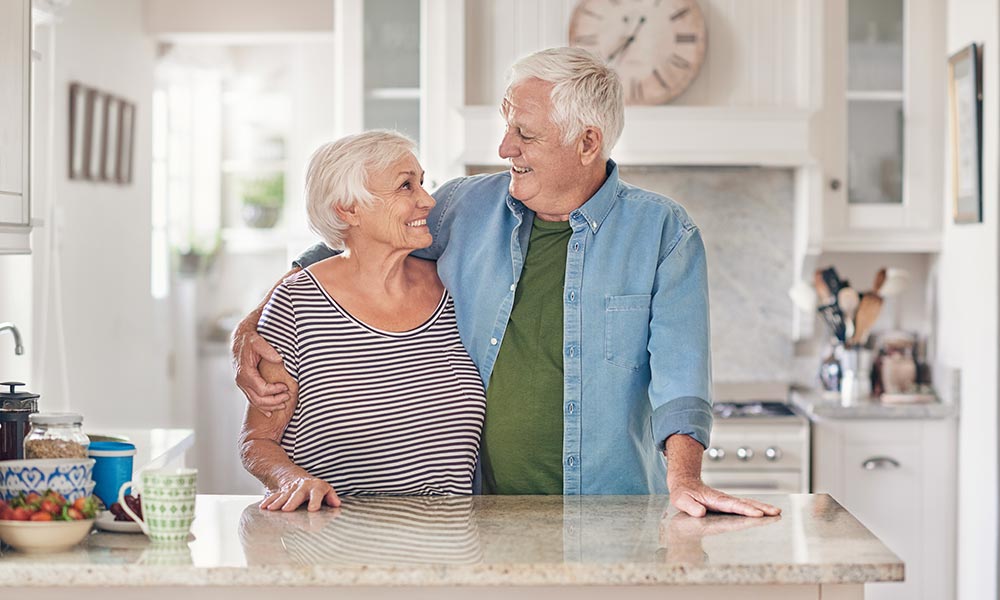 Retired couple in their home