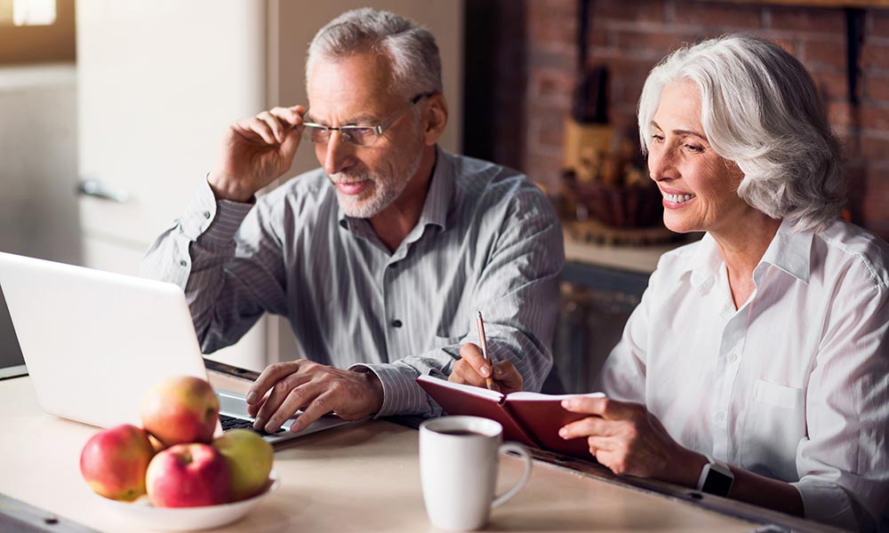 Retired Couple using the internet