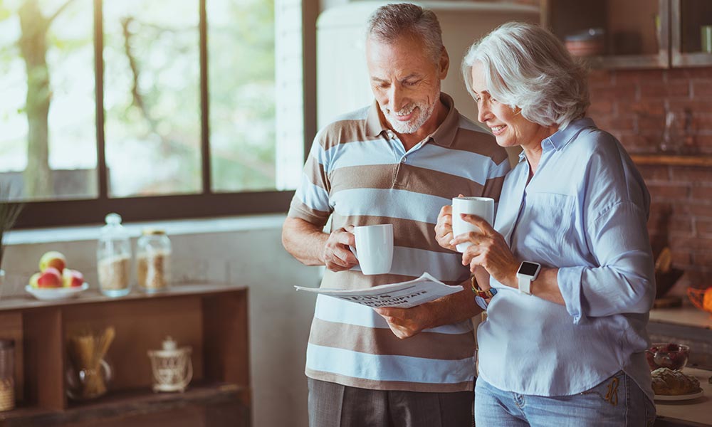 Retired couple during their morning routine