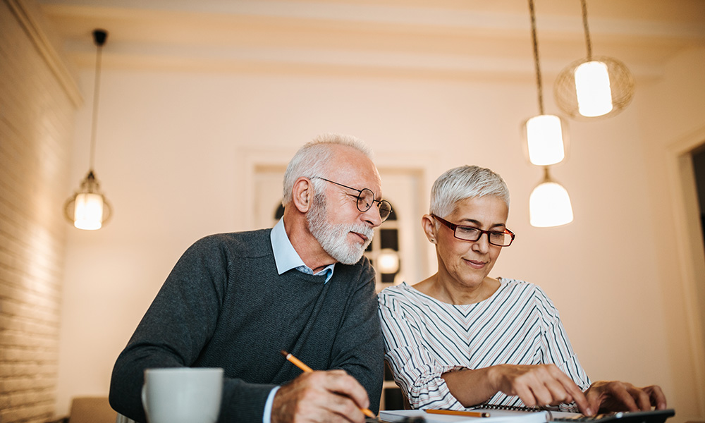 Retired Couple planning finances